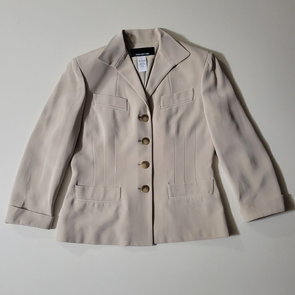 Talbots Women's Creme Silk Fitted Lined Blazer